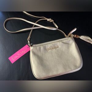 NEW cruisin crossbody bag purse gold metallic Lilly Pulitzer